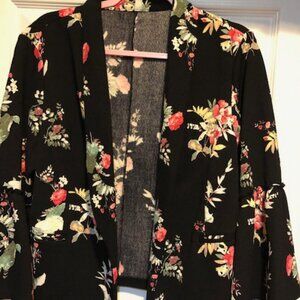 Black Flora Open Jacket Bell Sleeve Wm L